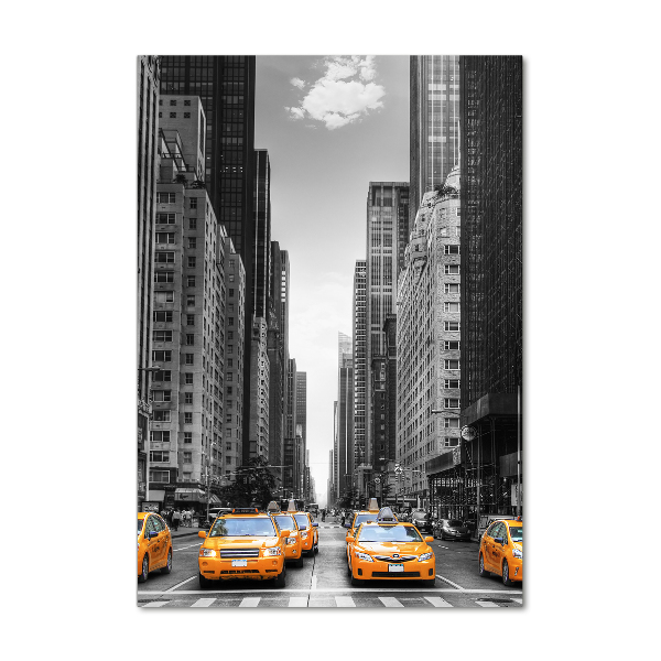 Glasbild vertikales New Yorker Taxis