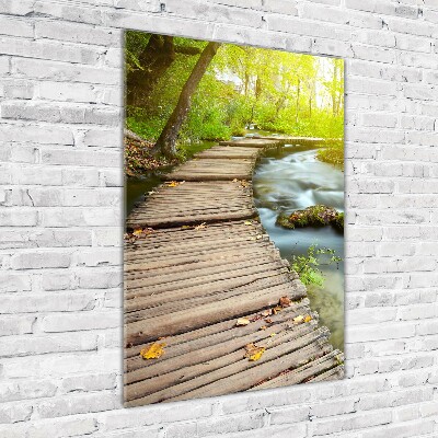 Bild aus glas vertikales Pfad im Wald