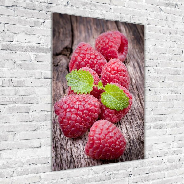 Glasbild vertikales Himbeeren