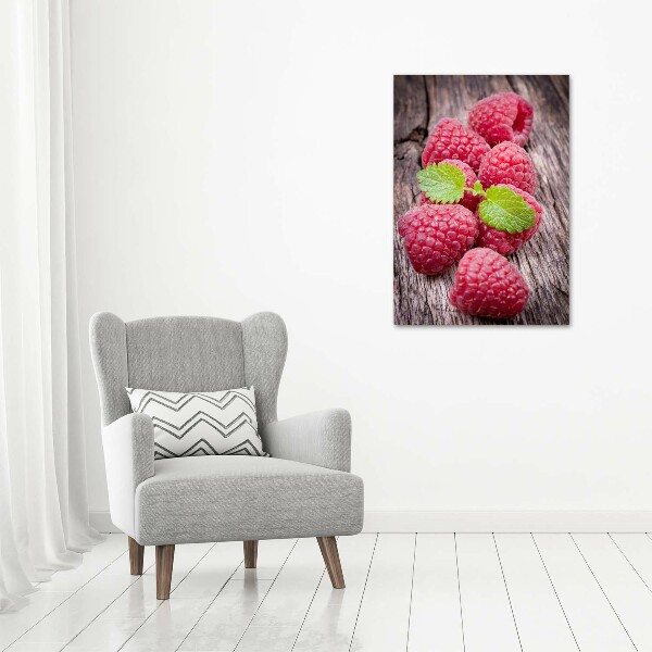Glasbild vertikales Himbeeren