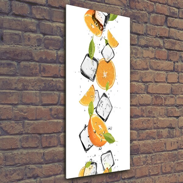 Bild aus glas vertikales Orangen und Eis