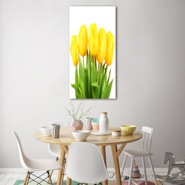 Bild aus glas vertikales Gelbe Tulpen