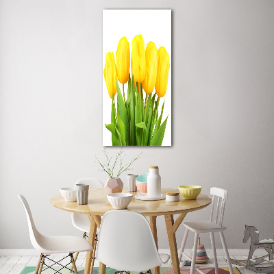 Bild aus glas vertikales Gelbe Tulpen
