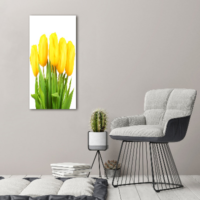 Bild aus glas vertikales Gelbe Tulpen