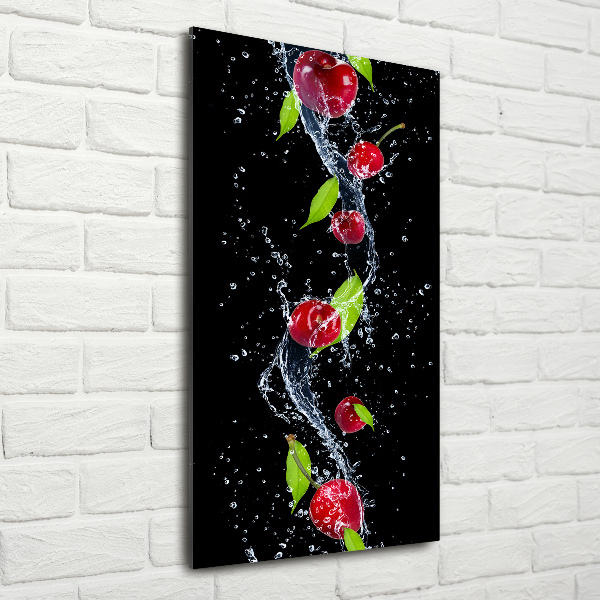 Glasbild vertikales Kirschen