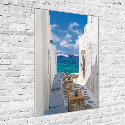 Glasbild vertikales Griechische Straßen