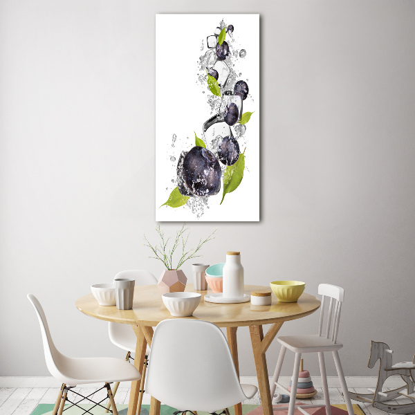 Glasbild vertikales Beeren und Eis