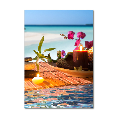 Glasbild vertikales Orchidee und Bambus