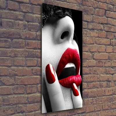 Glasbild vertikales Spitzenmaske