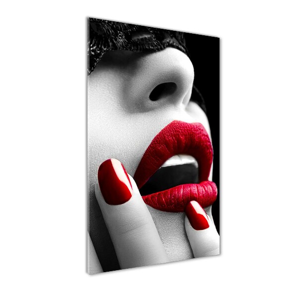 Glasbild vertikales Spitzenmaske