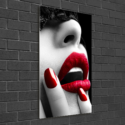 Glasbild vertikales Spitzenmaske