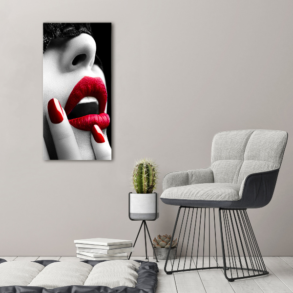 Glasbild vertikales Spitzenmaske