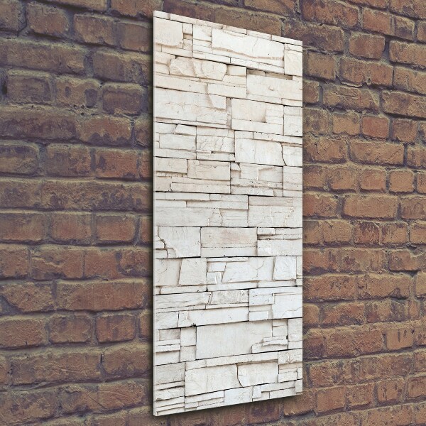 Glasbild vertikales Steinmauer