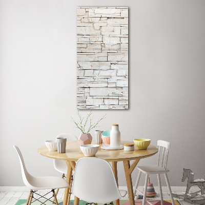 Glasbild vertikales Steinmauer
