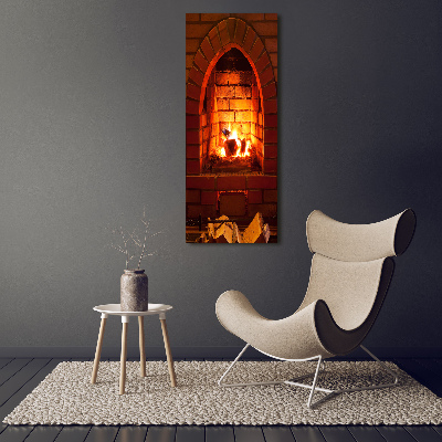 Foto auf glas vertikales Feuer im Kamin