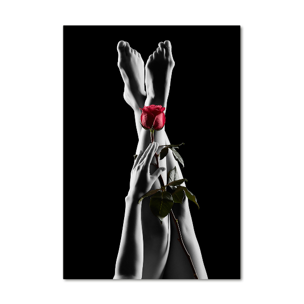 Foto auf glas vertikales Rose und Füße