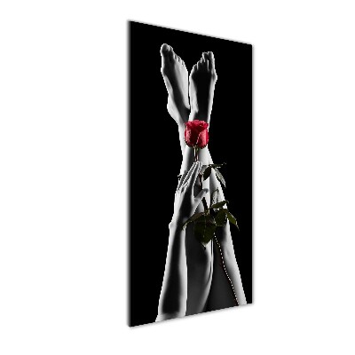 Foto auf glas vertikales Rose und Füße