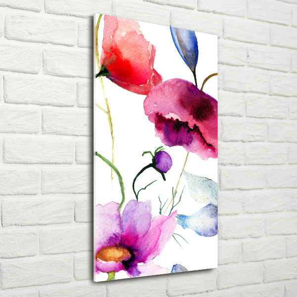 Bild aus glas vertikales Mohnblumen