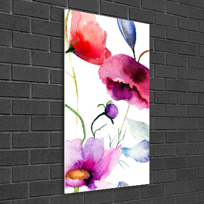 Bild aus glas vertikales Mohnblumen