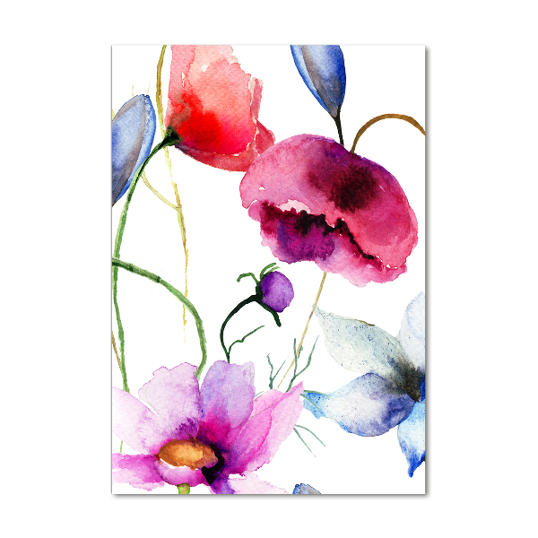 Bild aus glas vertikales Mohnblumen