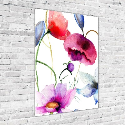 Bild aus glas vertikales Mohnblumen