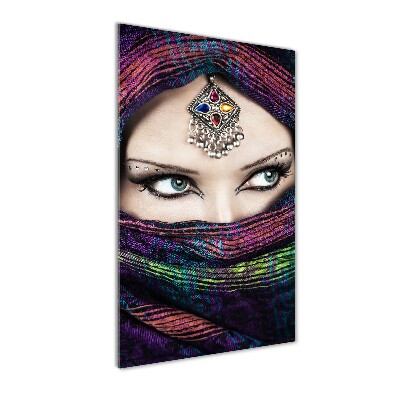 Glasbild vertikales Indische Frau