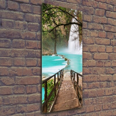 Bild aus glas vertikales Mexiko-Wasserfall