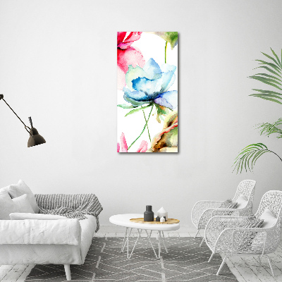 Foto auf glas vertikales Mohnblumen