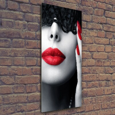 Glasbild vertikales Spitzenmaske