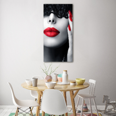 Glasbild vertikales Spitzenmaske