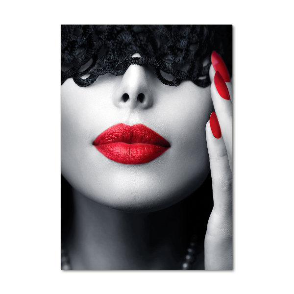 Glasbild vertikales Spitzenmaske