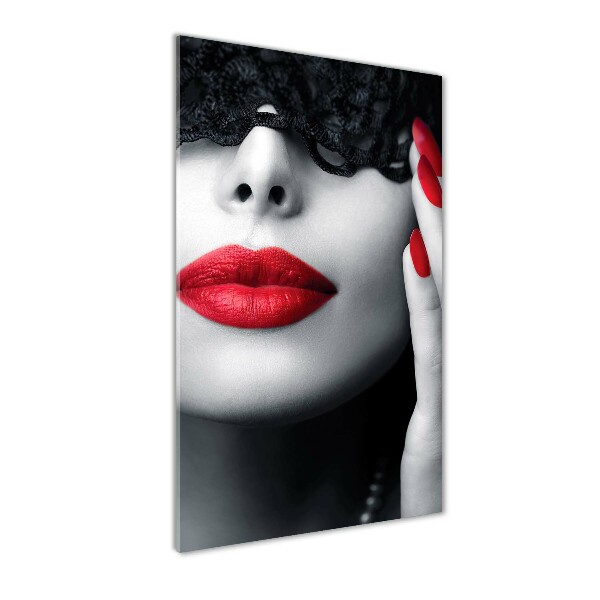 Glasbild vertikales Spitzenmaske