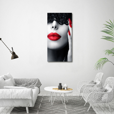 Glasbild vertikales Spitzenmaske