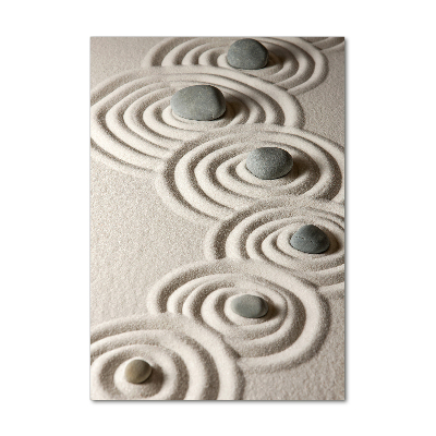 Glasbild vertikales Steine ​​im Sand