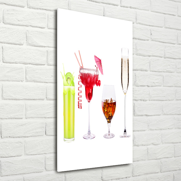 Glasbild vertikales Farbenfrohe Cocktails