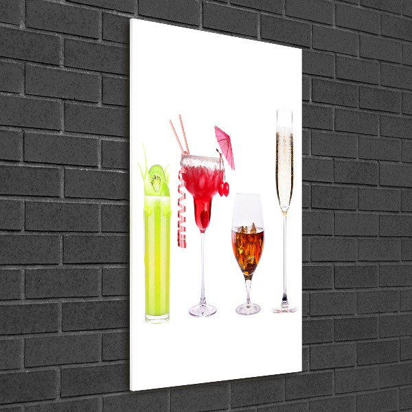 Glasbild vertikales Farbenfrohe Cocktails