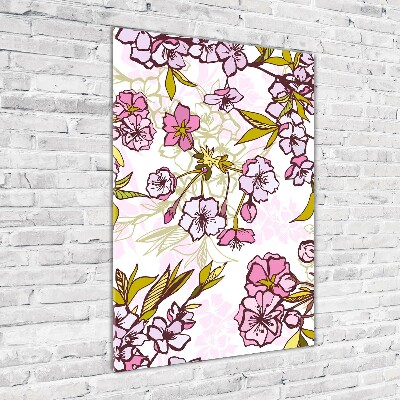 Bild aus glas vertikales Kirschblüten