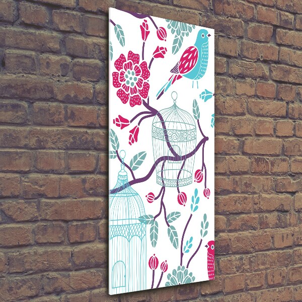 Glasbild vertikales Vogelkäfige