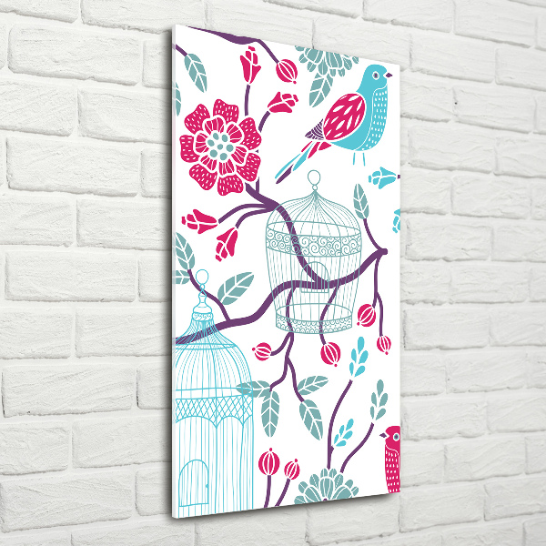 Glasbild vertikales Vogelkäfige