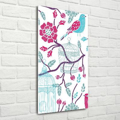 Glasbild vertikales Vogelkäfige