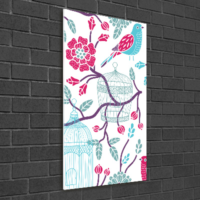 Glasbild vertikales Vogelkäfige