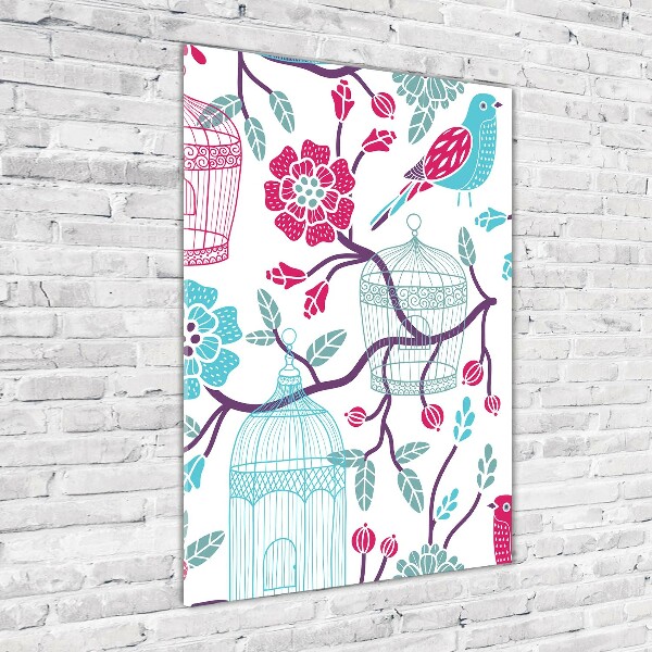 Glasbild vertikales Vogelkäfige