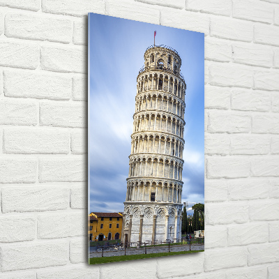 Glasbild vertikales Schiefer Turm von Pisa