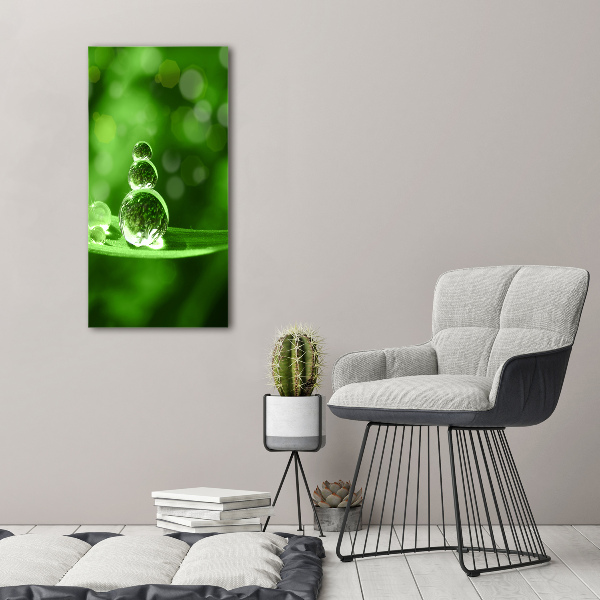 Bild aus glas vertikales Tropfen auf dem Gras