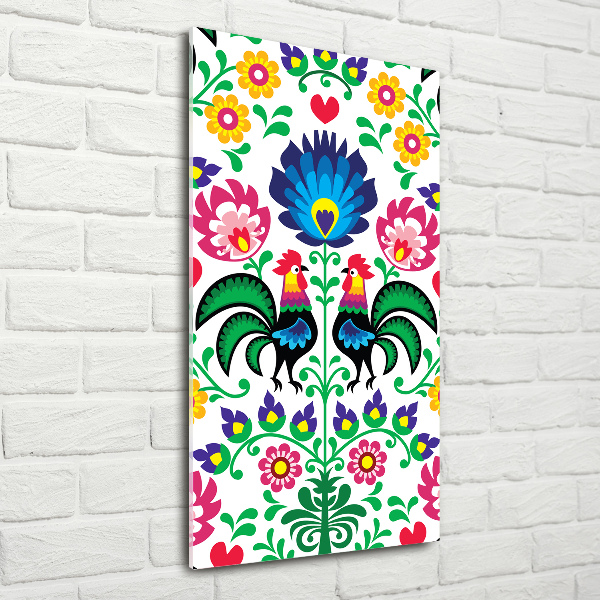 Glasbild vertikales Ethnisches Muster