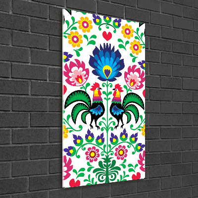 Glasbild vertikales Ethnisches Muster