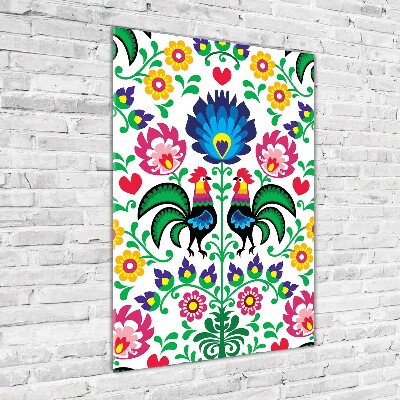 Glasbild vertikales Ethnisches Muster