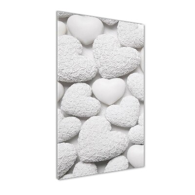 Bild aus glas vertikales Weißer Herz-Hintergrund