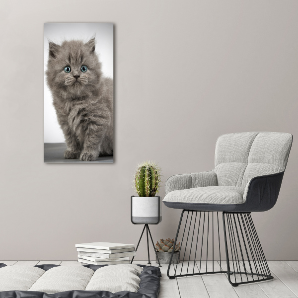 Glasbild vertikales Graue britische Katze