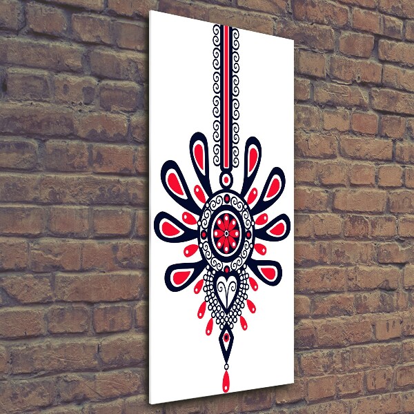 Glasbild vertikales Polnisches Volksmuster